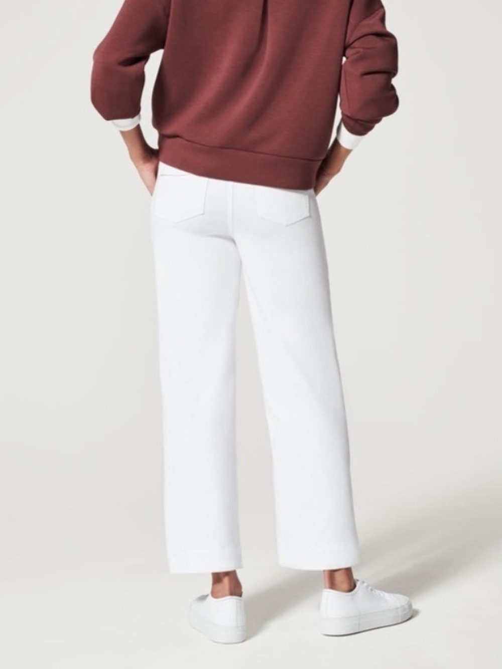 NWT SPANX Stretch Twill Cropped Wide Leg Pant Large Bright White 1X - Picture 3 of 14